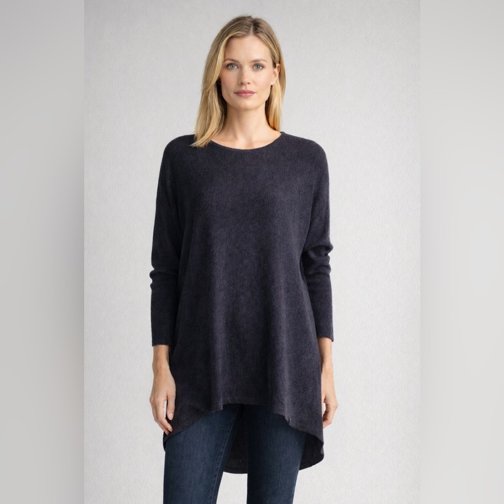 Joan Vass High Low Navy Sweater. Sz M